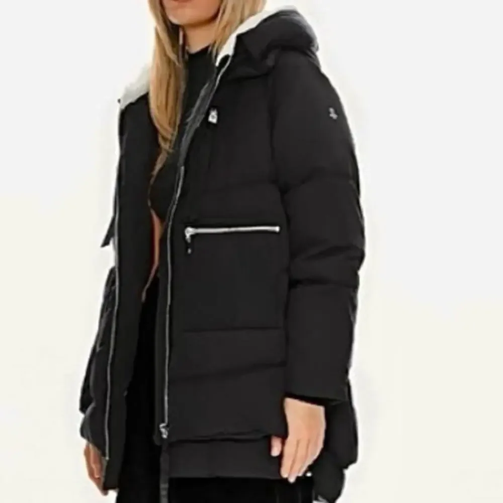Orolay Thickened Down Black Parka Hooded Puffer Jacket Sz S